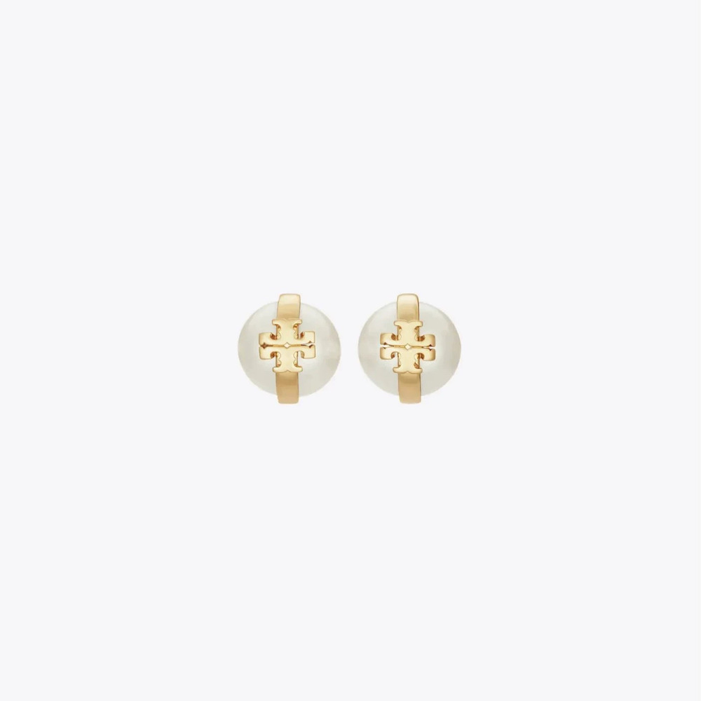 Tory Burch Faux Pearl Retro Earrings Gold Plated Copper